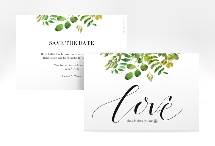 Save the Date-Karte Botany A6 Karte quer weiss