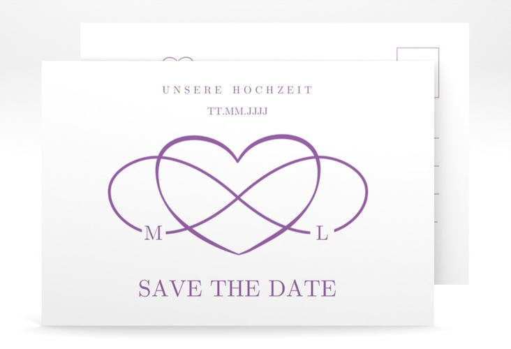 Save the Date-Postkarte Infinity A6 Postkarte lila