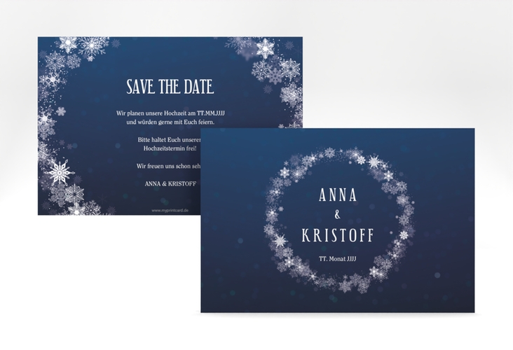 Save the Date-Karte Winterdream A6 Karte quer hochglanz mit Eisblumen