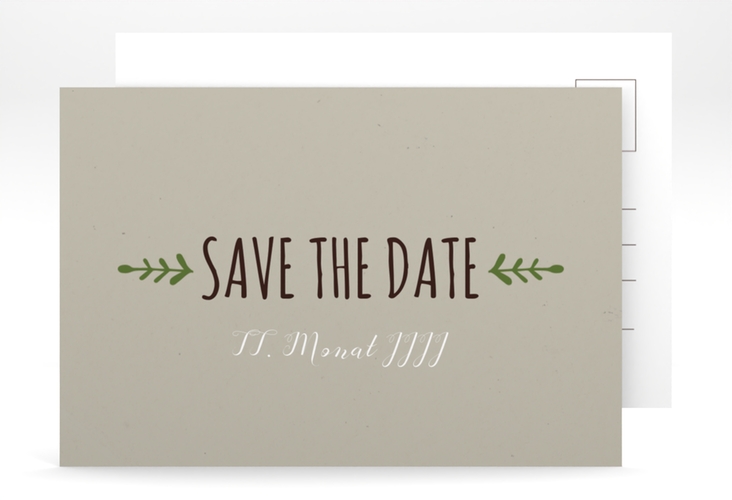 Save the Date-Postkarte Hochzeit Eden A6 Postkarte gruen