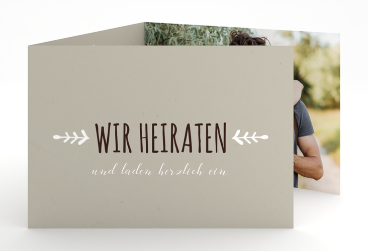 Hochzeitseinladung Eden A6 Doppel-Klappkarte weiss