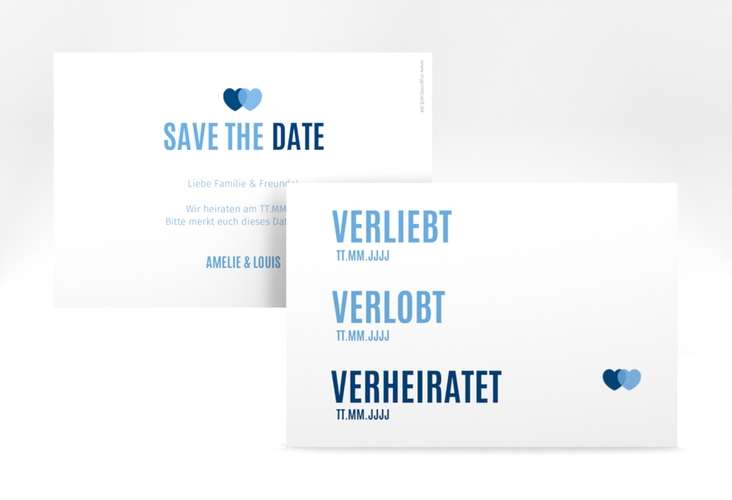 Save the Date-Karte Couple A6 Karte quer blau