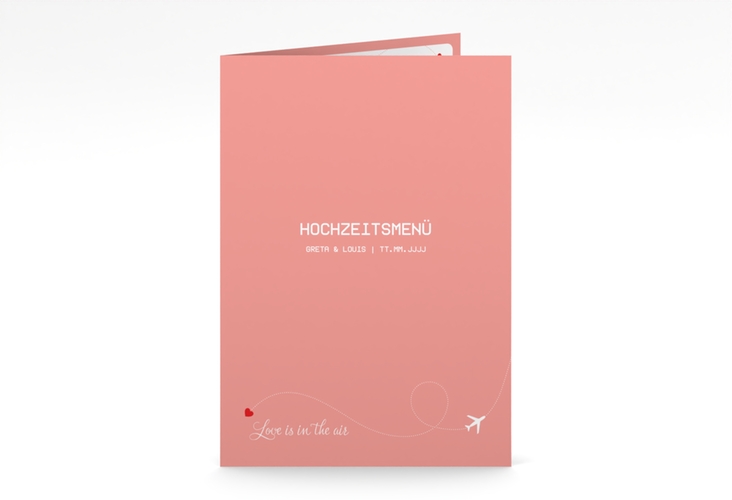 Menükarte Hochzeit Weddingpass A5 Klappkarte hoch rosa