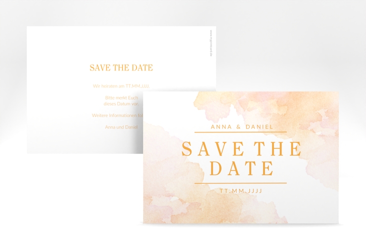 Save the Date-Karte Blush A6 Karte quer orange