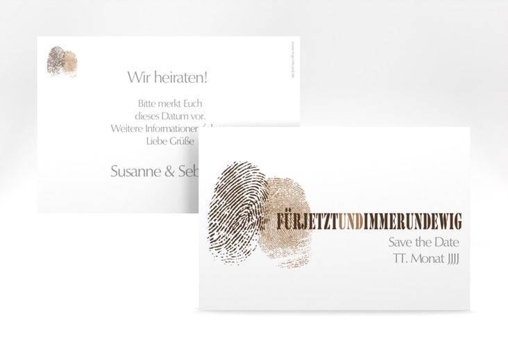 Save the Date-Karte Hochzeit Messina A6 Karte quer mit Fingerabdrücken