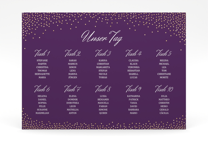 Sitzplan Poster Hochzeit Glitter 70 x 50 cm Poster lila