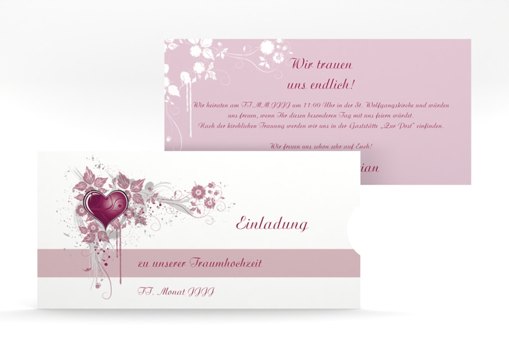 Hochzeitseinladung Triest Einsteckkarte pink