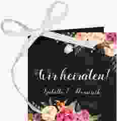 Geschenkanhänger Hochzeit Flowers Geschenkanhänger 10er Set schwarz mit bunten Aquarell-Blumen