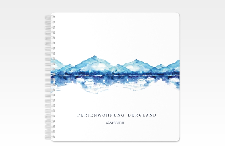 Gästebuch Ferienwohnung Bergland Ringbindung blau mit Gebirgslandschaft