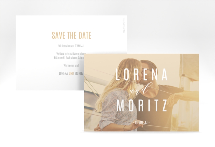 Save the Date-Karte Memory A6 Karte quer beige hochglanz