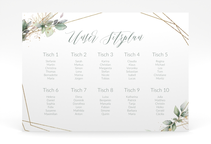 Sitzplan Poster Hochzeit Greenish 70 x 50 cm Poster