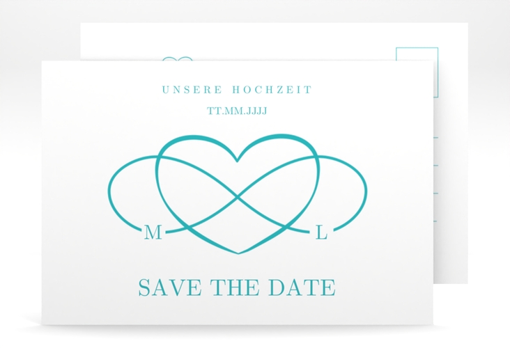 Save the Date-Postkarte Infinity A6 Postkarte tuerkis