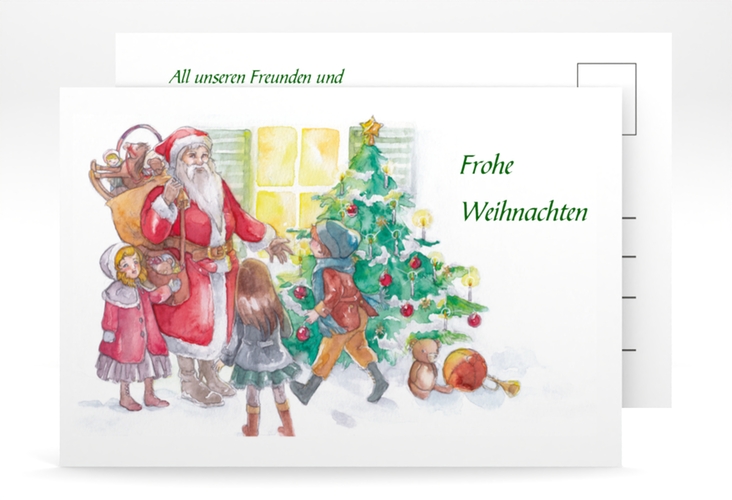 Weihnachtskarte Bescherung A6 Postkarte