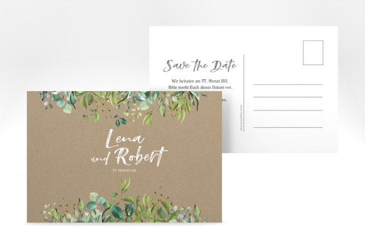 Save the Date-Postkarte Natural A6 Postkarte Kraftpapier hochglanz