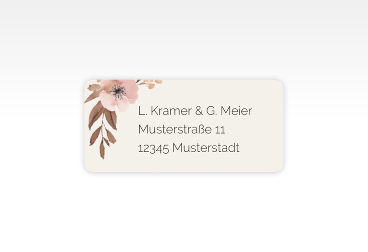 Absenderetikett Hochzeit Modest 45,7 x 21,2 mm beige mit elegantem Blumen-Aquarell