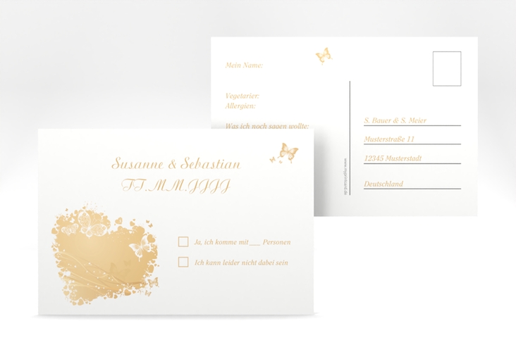 Antwortkarte Hochzeit Mailand A6 Postkarte beige