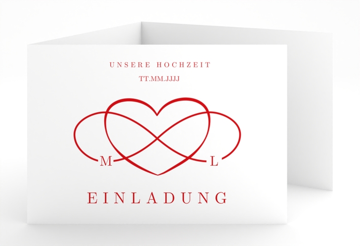 Hochzeitseinladung Infinity A6 Doppel-Klappkarte rot