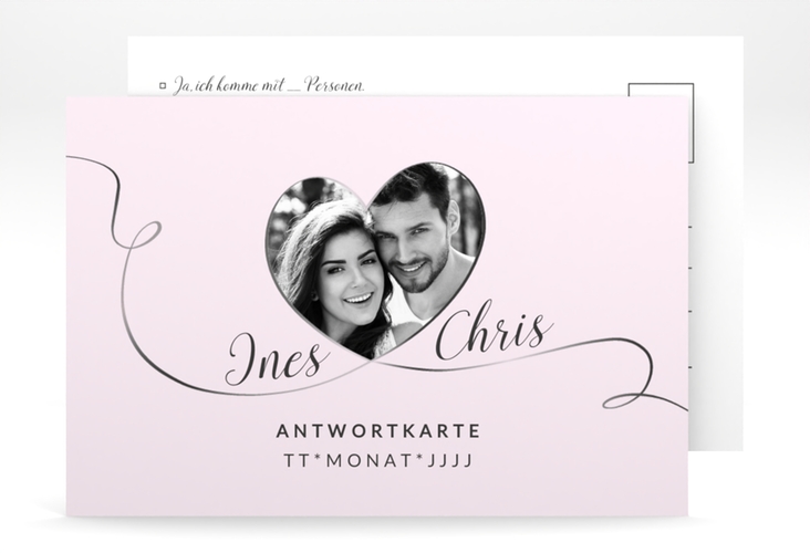 Antwortkarte Hochzeit Dolce A6 Postkarte rosa hochglanz