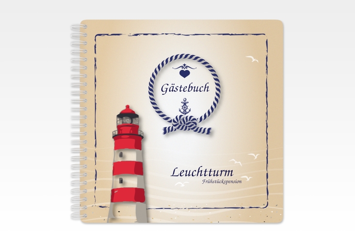 Gästebuch Ferienwohnung Leuchtturm Ringbindung beige