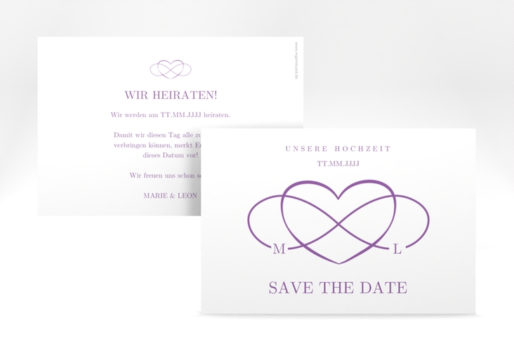 Save the Date-Karte Infinity A6 Karte quer lila hochglanz