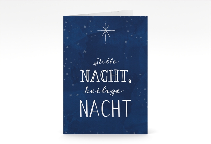 Business-Weihnachtskarte Weihnachtszeit A6 Klappkarte hoch mit Stern am Nachthimmel