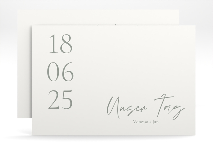 Save the Date-Karte Day A6 Karte quer weiss hochglanz mit Datum im minimalistischen Design