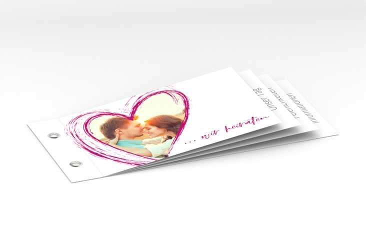 Hochzeitseinladung Liebe Booklet pink