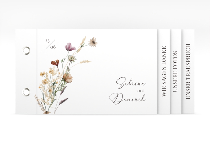 Danksagungskarte Hochzeit Sauvages Booklet mit getrockneten Wiesenblumen