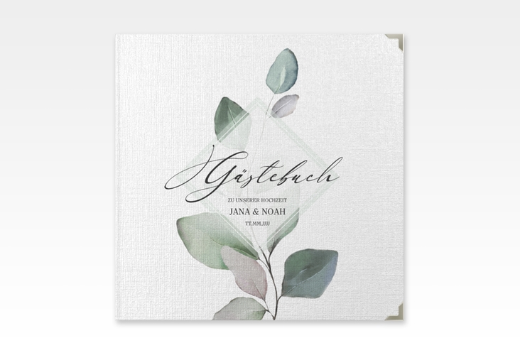 Gästebuch Selection Hochzeit Foglia Leinen-Hardcover edel mit Eukalyptus im Aquarell-Design