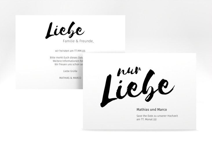 Save the Date-Karte Message A6 Karte quer weiss hochglanz