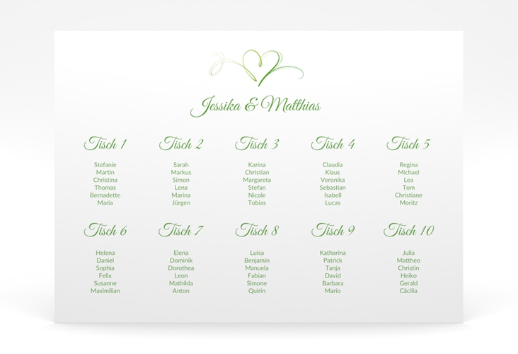 Sitzplan Poster Hochzeit Envie 70 x 50 cm Poster gruen