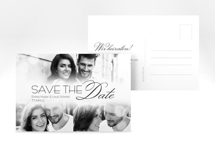 Save the Date-Postkarte Bokeh A6 Postkarte weiss