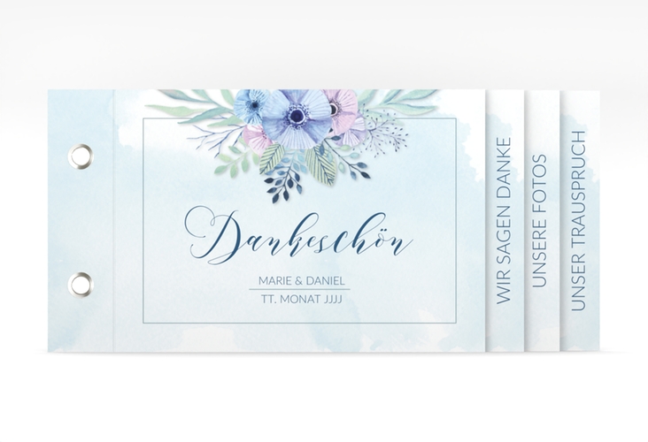 Danksagungskarte Hochzeit Surfinia Booklet blau