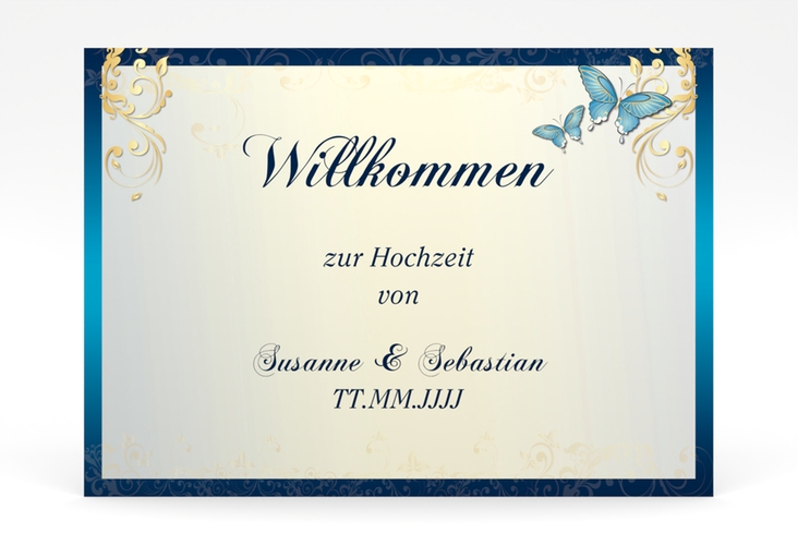 Willkommensschild Poster Toulouse 70 x 50 cm Poster blau romantisch mit Schmetterlingen