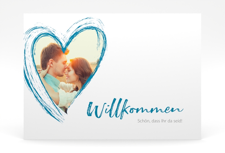 Willkommensschild Poster Liebe 70 x 50 cm Poster tuerkis