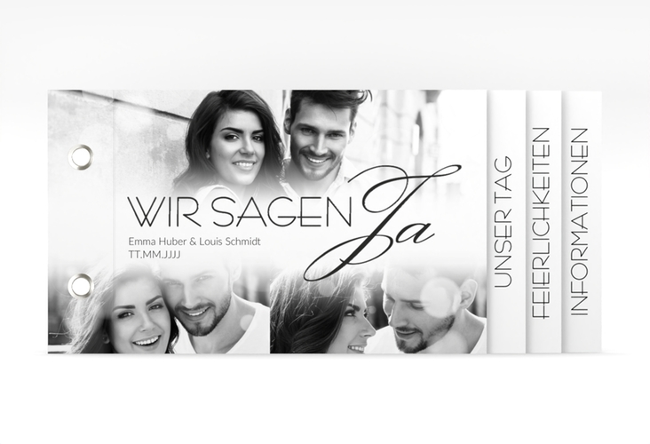 Hochzeitseinladung Bokeh Booklet weiss