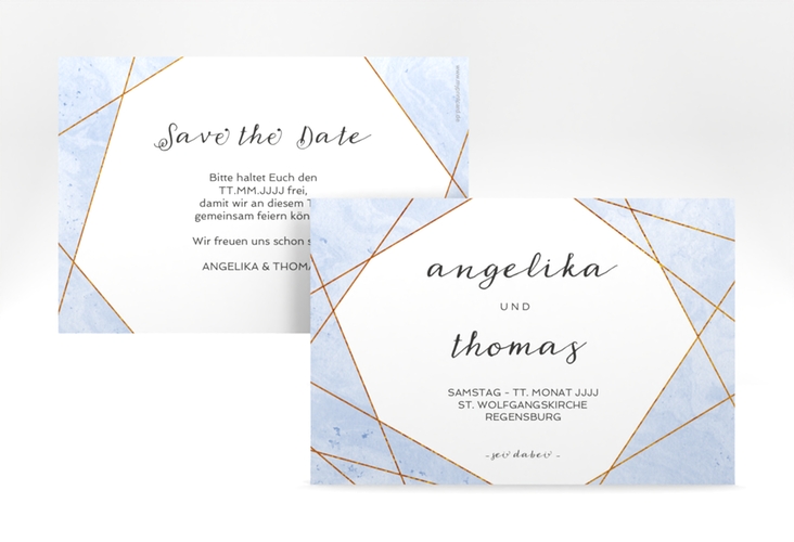 Save the Date-Karte Asymmetry A6 Karte quer blau