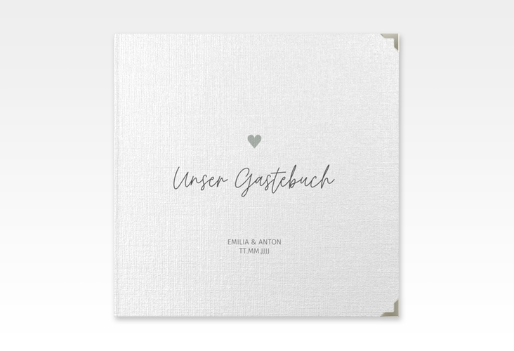 Gästebuch Selection Hochzeit Herzschlag Leinen-Hardcover schlicht und elegant mit Herzchen