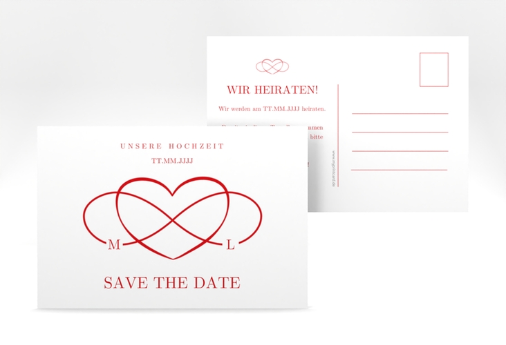 Save the Date-Postkarte Infinity A6 Postkarte rot