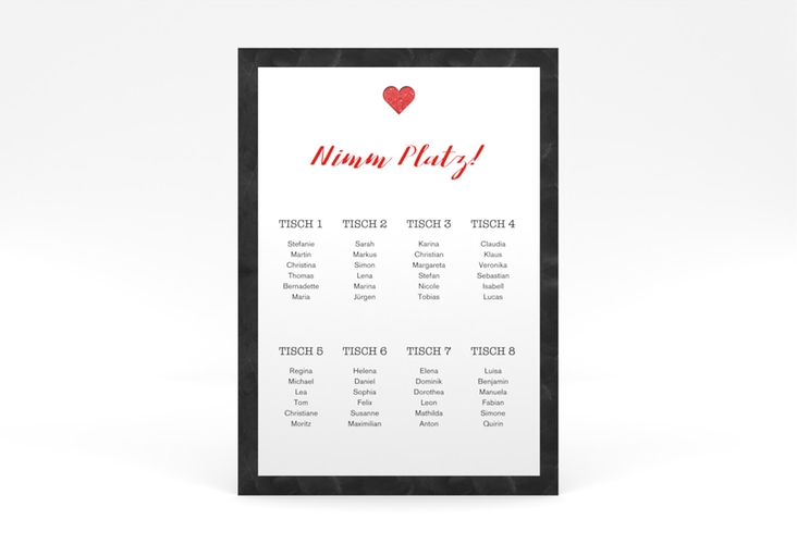 Sitzplan Poster Hochzeit Sparkly 50 x 70 cm Poster rot