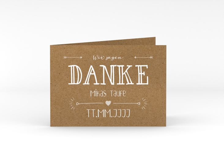 Danksagung Taufe Lettering A6 Klappkarte quer Kraftpapier