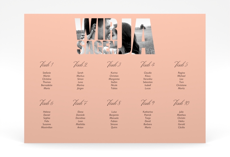 Sitzplan Poster Hochzeit Letters 70 x 50 cm Poster apricot