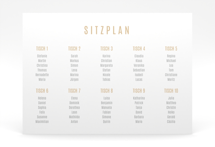 Sitzplan Poster Hochzeit  Memory 70 x 50 cm Poster beige