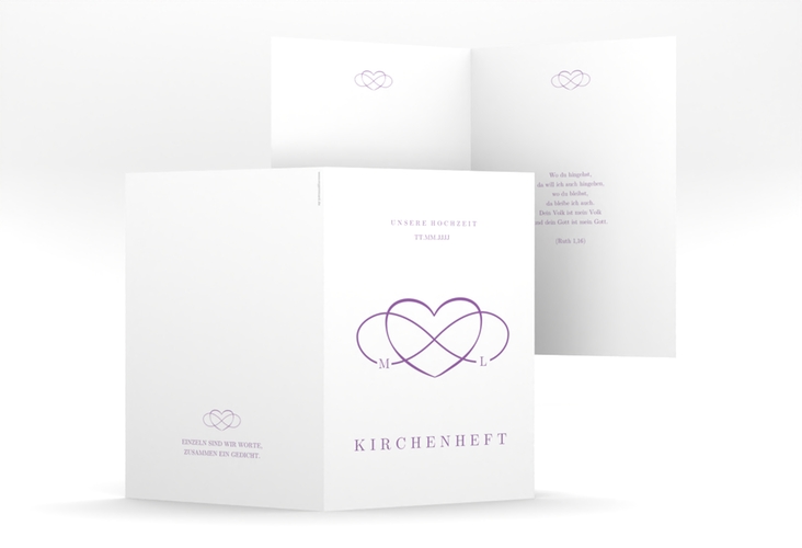 Kirchenheft Hochzeit Infinity A5 Klappkarte hoch lila