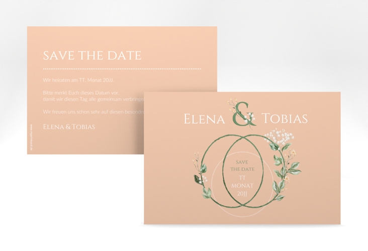 Save the Date-Karte Peach A6 Karte quer