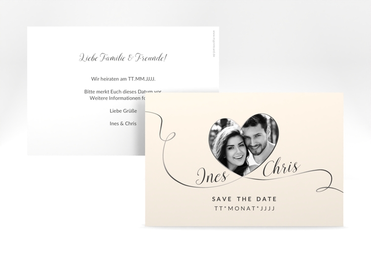 Save the Date-Karte Hochzeit Dolce A6 Karte quer beige