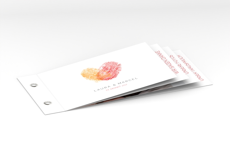 Danksagungskarte Hochzeit Fingerprint Booklet rot schlicht mit Fingerabdruck-Motiv