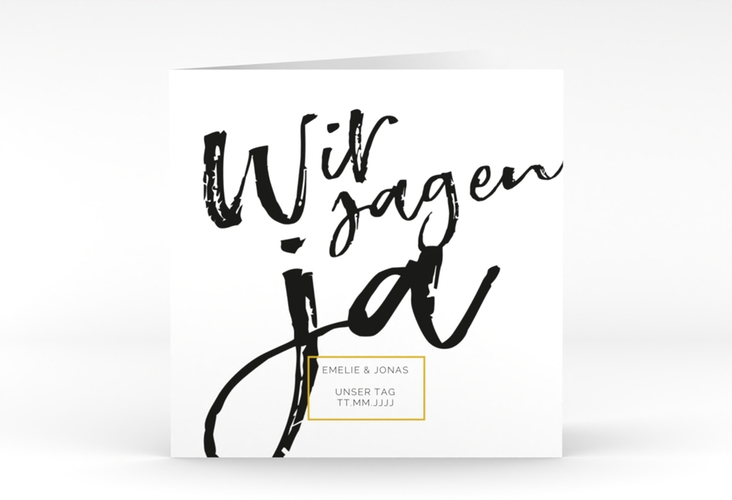 Hochzeitseinladung Words quadr. Klappkarte weiss hochglanz modern mit Brush-Schrift