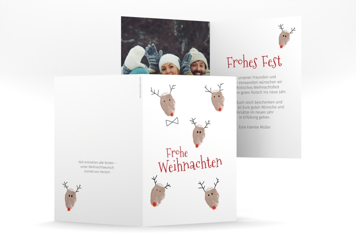 Weihnachtskarte Rudolph A6 Klappkarte hoch