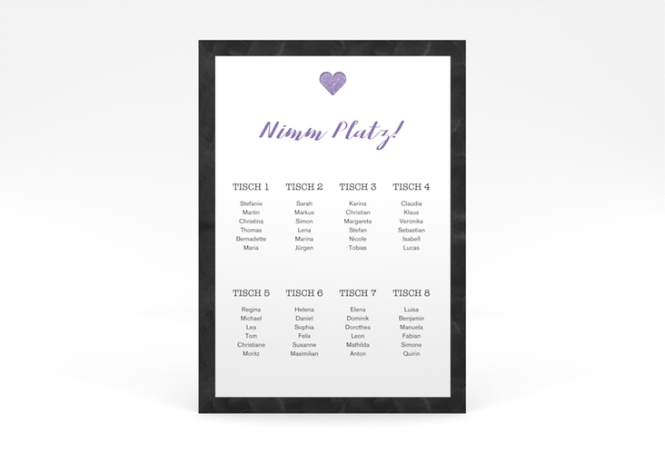 Sitzplan Poster Hochzeit Sparkly 50 x 70 cm Poster lila